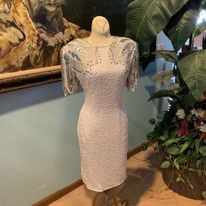 Laurence Kazar White & Silver Sequin Dress.
